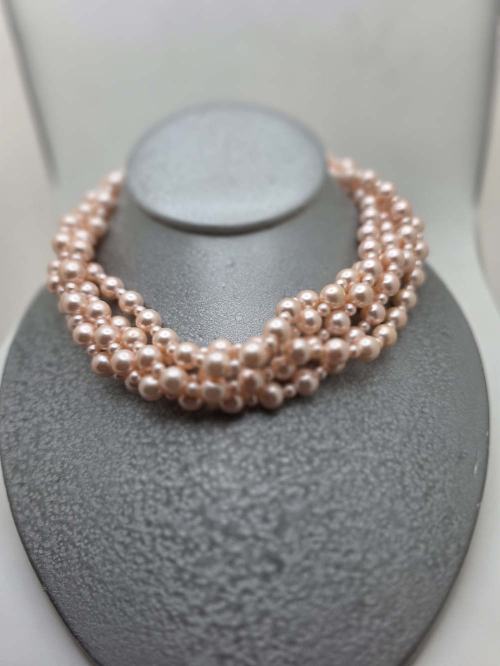 Rose Pink Multi-Strand Pearl Necklace